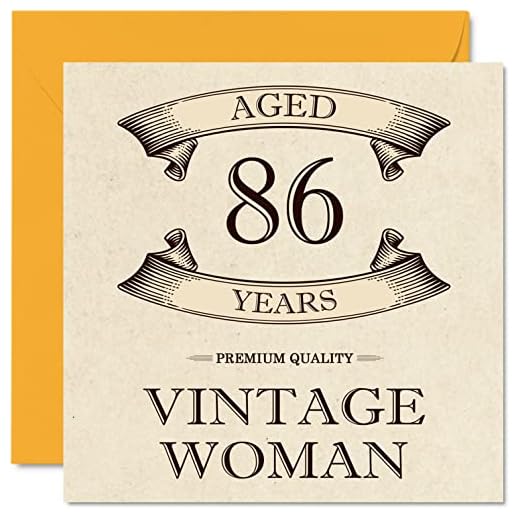 Tarjetas de cumpleaños vintage de 86 años para mujer, de 86 años, divertida tarjeta de cumpleaños para mamá, hermana, esposa, abuelita, niñera, 145 mmx145 mm, tarjeta de felicitación de 86 cumpleaños