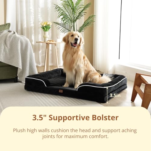 Image of EGOHOME Orthopedic Extra Large Dog Bed with Gel Memory Foam Black 44x32x6.5 | Dog Couch Waterproof Pet Sofa with Removable Washable Cover, Non-Slip Bottom,Indoor & Road Trip, CertiPUR-US PetsBed