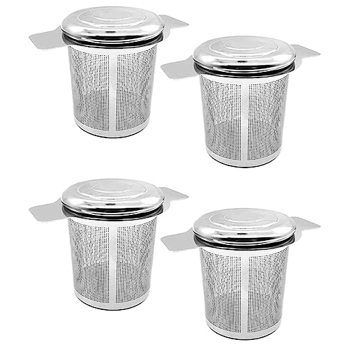 Spourita Paquete de 4 Filtros de Té de Hojas Sueltas, Filtros de Cesta de Té de Acero Inoxidable Colador de Té Dejar En Remojo para Colgar En Teteras