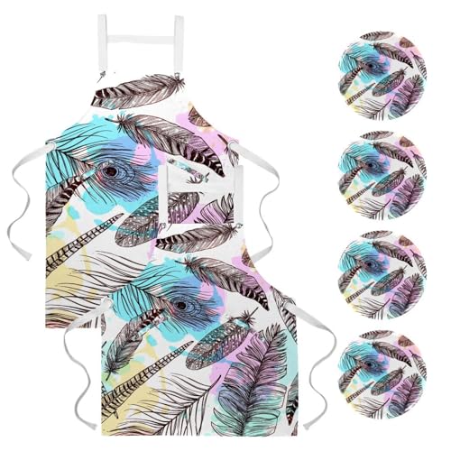 Tablier de serveuse anti-tache lot de 2 avec 4 broches incluses