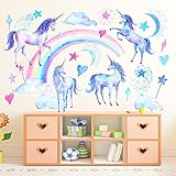 ★ Magic is all around us! Dieses prächtige Farbenspiel bringt Mädchenaugen zum Leuchten. Umgeben von einem Regenbogen, Wolken und ganz viel Zauber, tollen die Einhörner umher und versprühen dabei eine magische Wirkung. Diese Wandaufkleber sind ideal zum Dekorieren von Kinder-, Baby- & Mädchenzimmer, Spielzimmer, Jugendzimmer. Die einzelnen Figuren können auch beliebig auf Möbel (Schrank) oder Türen angebracht werden.
