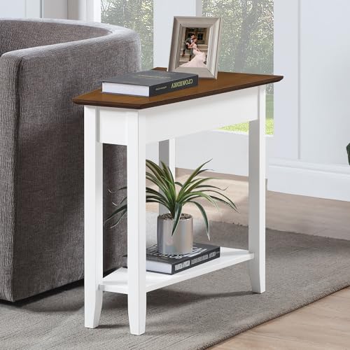 Image of Convenience Concepts American Heritage Wedge End Table, Driftwood Top /White Frame