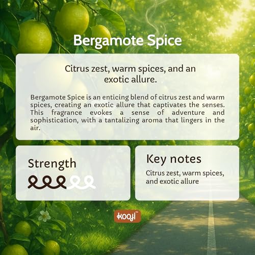 Image of Kooji Can Car Perfume + 5ml Car Hanging Perfume Pendant (Free) - Bergamot Spice Scent - Long-Lasting, Alcohol-Free, Oud & Saffron Oriental Fragrance - For Car, Home, Office Use - Lasts Up to 60 Days