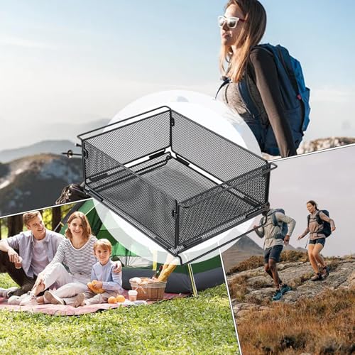 Heavy Du - Cestas plegables de alambre Sto – Cesta Lar nic para veterinarios, frutas, cocina, congelador, camping y uso al aire libre, mesas y accesorios versátiles