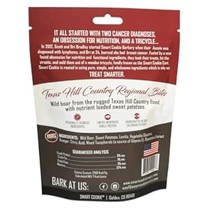 Smart Cookie All Natural Dog Treats - Wild Boar & Sweet Potato - Training Treats for Dogs with Allergies, Sensitive Stomachs - Soft Dog Treats, Chewy, Grain Free, Made in USA - 5oz Bag, Pack of 3 Smart Cookie All Natural Dog Treats Wild Boar Sweet Potato Training Treats for Dogs with Allergies Sensitive Stomachs Soft Dog Treats Chewy Grain Free Made in USA 5oz Bag Pack of 3