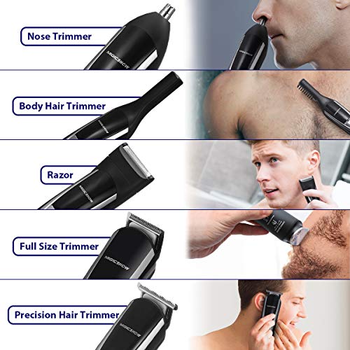 MIGICSHOW Beard Trimmer for Men, Waterproof Hair Clipper Mustach Trimmer Body Groomer Trimmer Hair Trimmer 12 in 1 Grooming Kit for Nose Ear Facial, LED Display USB Rechargeable with Storage Dock - Thumbnail 6