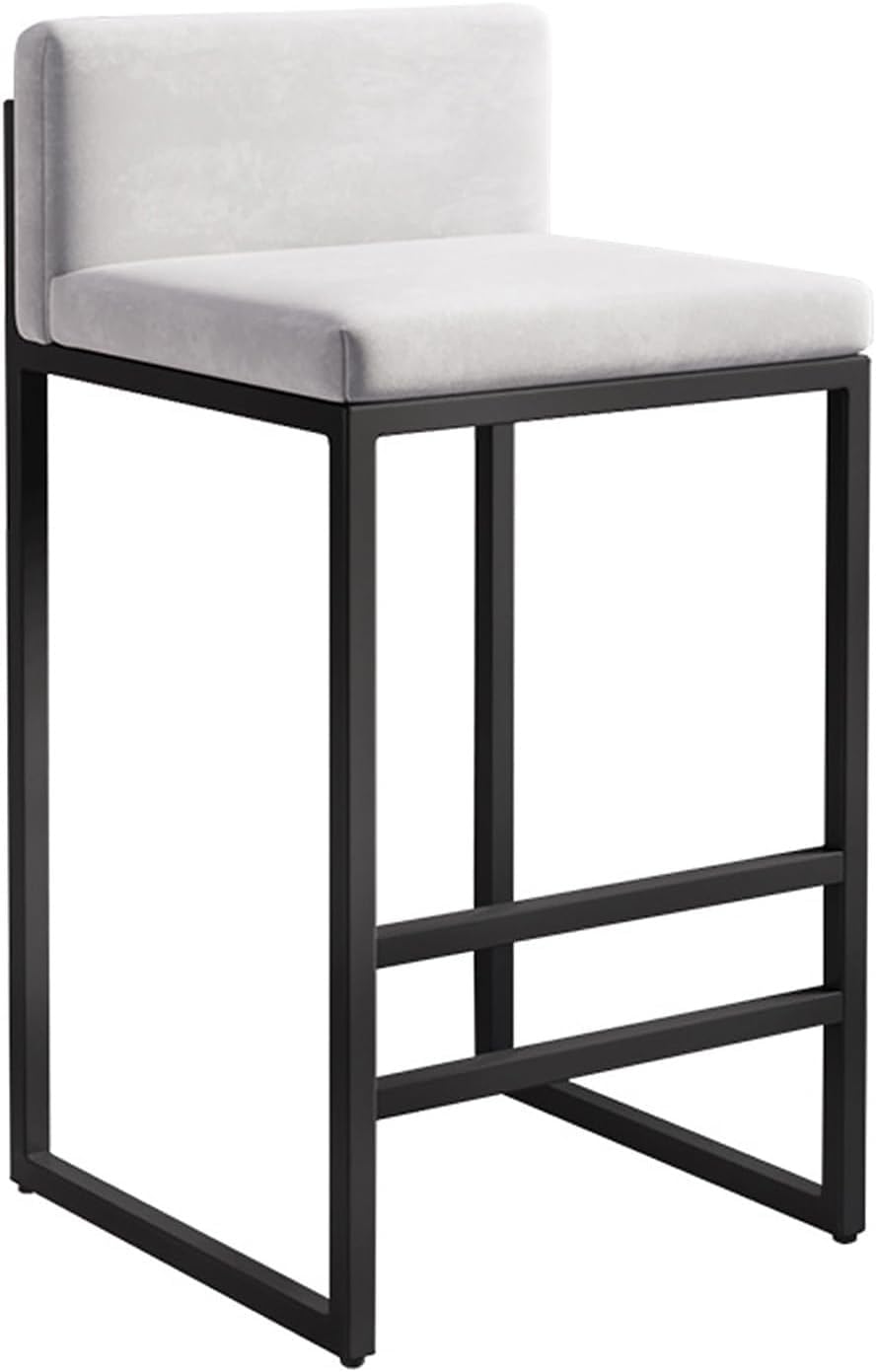 IUokLU Modern Kitchen Bar Stools with Backrest Adjustable Counter Height Barstools with Black Metal Frame Swivel High Bar Chairs for Home Bar/Black/65cm & 75cm Height(White-H75Cm)