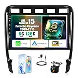 6+128G 8 Cœurs Android 15 Autoradio pour Porsche Cayenne 2003 2010 avec CarPlay sans Fil Android Auto, Autoradio 9 Pouces Bluetooth avec écran, GPS/WiFi SWC DSP/EQ/FM/RDS/MIC + Caméra de recul