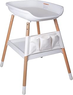 Beberoad - Cambiador de bebé, mesa cambiadora de altura ajustable con cambiador organizador de guardería y estante de almacenamiento grande para recién nacidos, bebés y bebés, color blanco