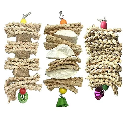 Vogelspeelgoed 3 STUKS CuttleFish Bone houten kauwen speelgoed vogelspeelgoed voor papegaaien budgie en sepia huisdieren… - Afbeelding 5