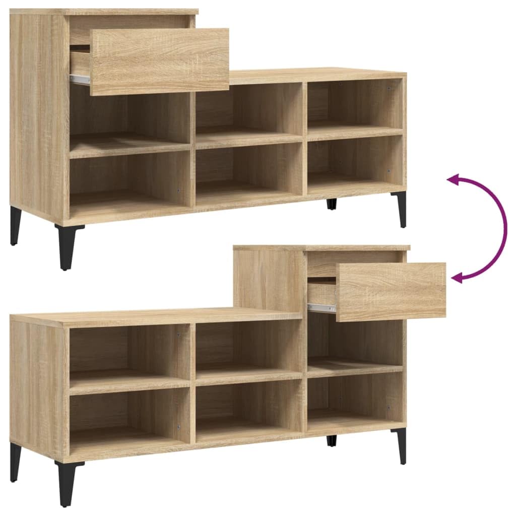 Scarpiera Rovere Sonoma 102x36x60 cm Legno Multistrato