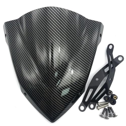 Motorrad-Windschutzscheibe Windabweiser Für Yamaha MT25 MT03 MT-25 MT-03 2020–2024 Sport-Touring-Windschutzscheibe Windschild Windabweiser Windschutz(Kohlenstoff)