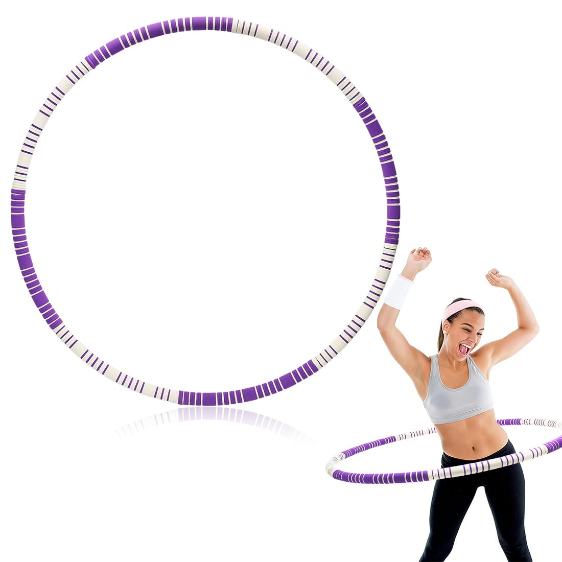 Hula hop dla dorosłych, 1,1 kg, obręcz do fitnessu, do ćwiczeń mięśni brzucha i spalania tłuszczu, do intensywnego treningu, 8 segmentów, zdejmowana reorganizacja