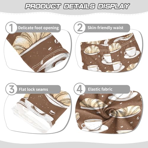 ALAZA Girls' Leggings Children's Yoga Pants Skinny Printed Dance Croissants Coffee Cups Comfortable 4T2