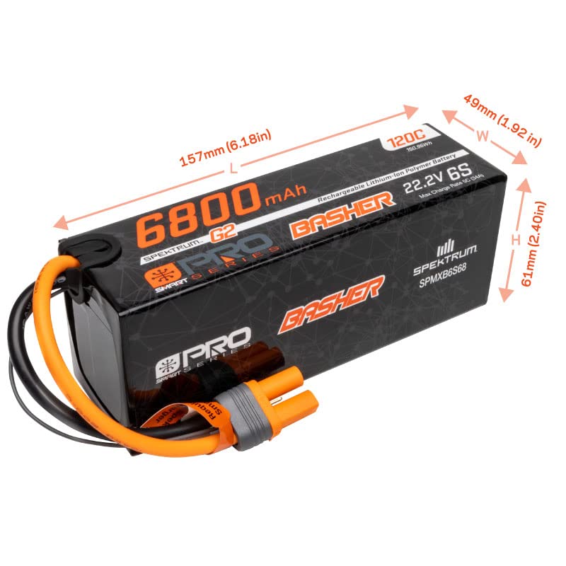 Amazon.com: Spektrum 22.2V 6800mAh 6S 120C Smart G2 Pro Basher