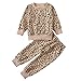 Toddler Baby Girls Leopard Print Summer Clothes Set T-Shirt and Short Pants 2pcs Outfits (3T, 8-Apricot(Long Sleeve))
