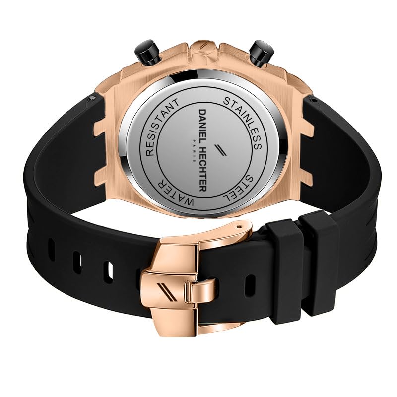 Image of Daniel Hechter Paris Tuileries Collection Multifunctional Watch for Men with Textured Octagone Dial and Silicon Strap-DHM1005