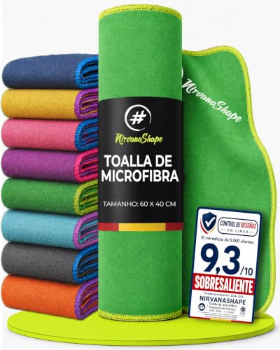 NirvanaShape Toalla de Microfibra 60 x 40 cm, Toalla de Viaje Ligera y compacta - Toalla de Microfibra para Viajes, Vacaciones, Fitness - sin Bolsillo en la Esquina ni Bolsa de Embalaje