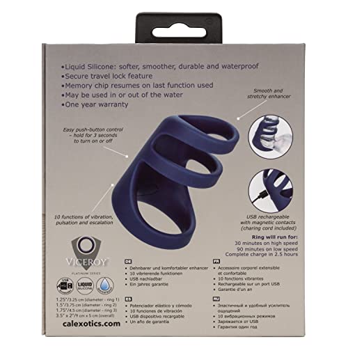 Anillo triple para hombre Calexotics recargable azul con vibración 5