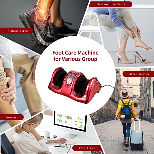 Image of Giantex Shiatsu Foot Massager Machine for Feet, Leg Calf Ankle, Nerve Pain Therapy Spa Gift Deep Kneading Rolling Massage, Electric Shiatsu Foot Massager w /Remote, 4 Modes, Red