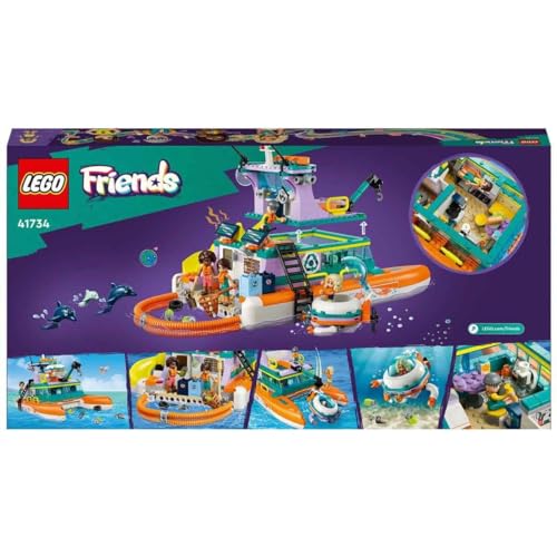 Image of LEGO Friends Sea Rescue Boat 41734 Building Toy Set for Kids Ages 7+ Who Love Creative Play and Sea Life Stories