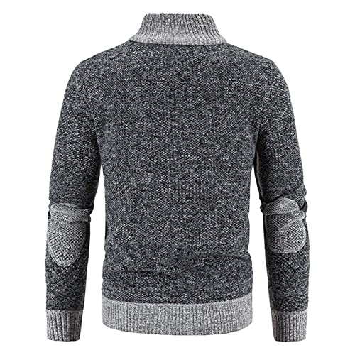 Men's Patchwork Sweater Winter Casual Slim Fit Knitted Coat Stand Collar Full Zipper up Cardigan Knitwear Outwear4