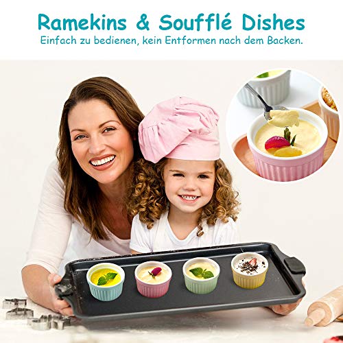 Auckpure Souffl© - Set di 4 ciotole per crema brûlée, 180 ml, piccole teglie per cottura in cucina - immagine 6