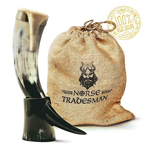 Norse Tradesman Drinking Horn Brass Rim Large, Polished