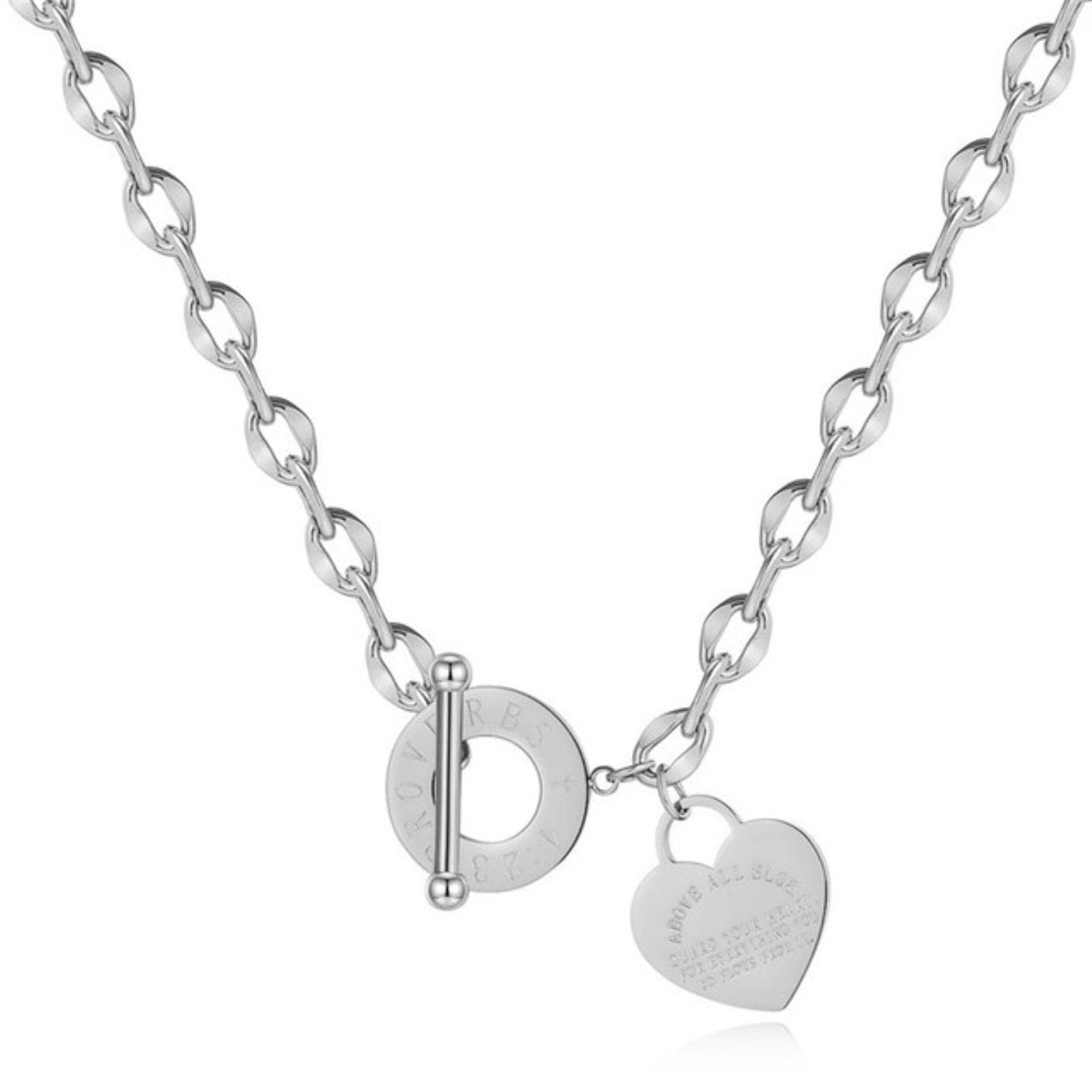 Toxi Women's Steel New Vogue Titanium Heart Pendant Necklace For Ot Buckle Charm Chain Choker Fashion Jewelry
