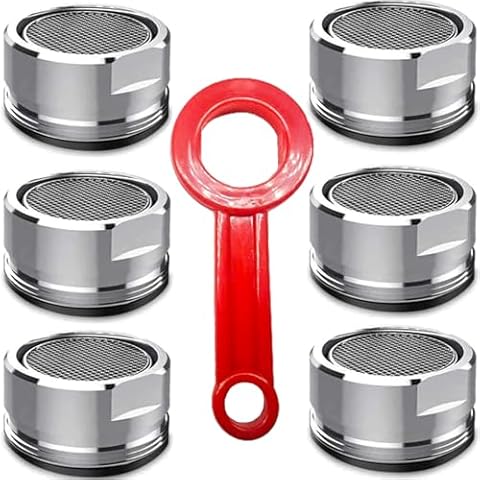 6PCS Faucet Aerator Bathroom Sink Aerator Standard Replacement Parts with Brass Shell 15/16 Inch 24mm External Thread Aerator Faucet Filter with Gasket and Wrench Suitable for Kitchen and Bathroom Cover