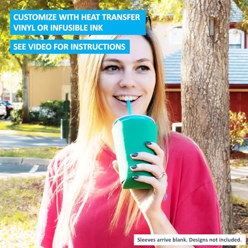 Image of TahoeBay Blank Pint Glass Sleeves, Beer Coolers, 6-Pack, Black | Insulating Foam Cooler, 16oz Collapsible Tapered Beverage Holder, Bar Cup Insulator for Transfer Vinyl, HTV, Sublimation, DTF