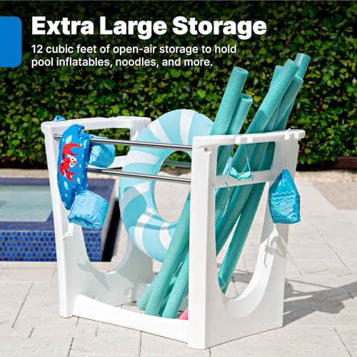 Step2 Vero Poolside Organizer, Outdoor/Indoor Waterproof Patio Furniture, Pool & Toy Storage, Made of Durable Plastic, White - image 2