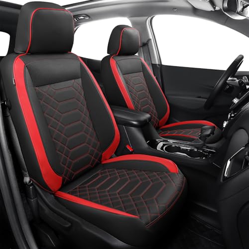 FREESOO Customized for Chevy Equinox 2018-2024 Seat Covers Full Set, Faux Leather Car Seat Cover for Chery Equinox Premier, LS,LT,L,RS (Not for Equinox EV) BlackRed