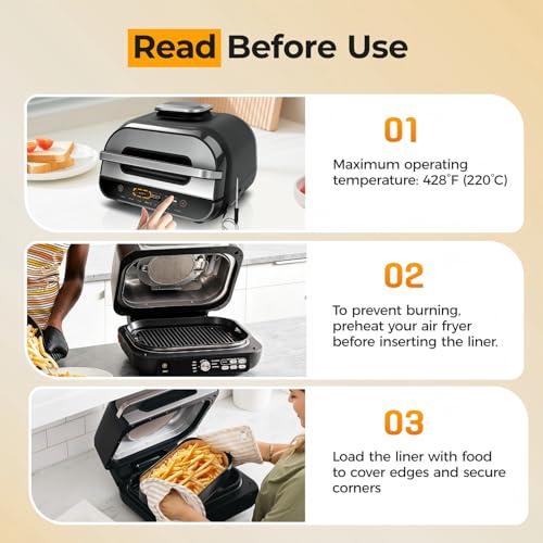 Image of Vailnd 150Pcs Air Fryer Liners Disposable for Ninja Smart XL, 11'' X 6'' Parchment Paper Air Fryer Liners for Ninja Indoor Grill, Food Grade | Grease Proof | 428F Heat-Resistant | Simple Cleanup