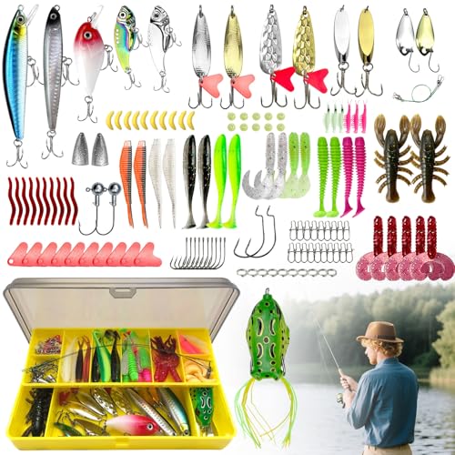 Srup 131 Pezzi Pesca Realistico Kit, Spinning Esca Finta, Trota Spigola Luccio, Pesca L'esca Dura, Esche Swimbait Lure, Esca Finta Mare, Affondando Bionico Esche con Ancoretta