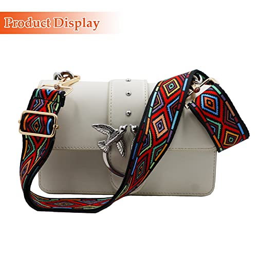 Schultergurt für Taschen Breit 3.8cm, Taschengurt Boho Verstellbar 74-134cm, Tragegurt Schulterriemen mit Karabiner für Schultertaschen Taschen Handtaschen (Bunt)