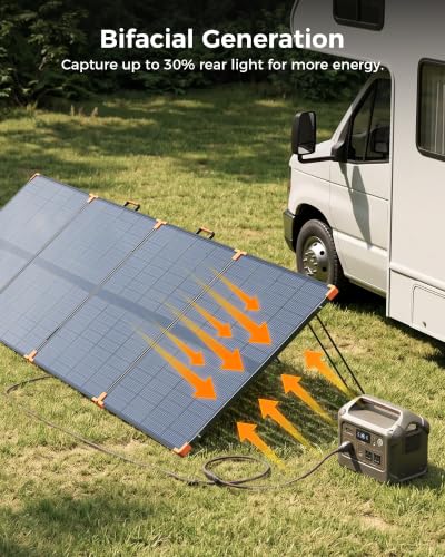 Image of ZOUPW 450W PRO Bifacial Portable Solar Panel,25.6% N-Type 16BB Foldable | IP68 Waterproof, 4-Zone Anti-Shading,20.9 lbs, 4-in-1 Connector for EcoFlow Delta /Anker /Jackery /Bluetti, Off-Grid RV Camping