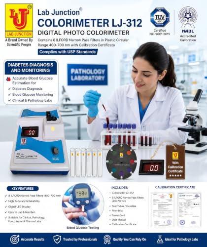 Image of Colorimeter LJ-312 Digital Photo Colorimeter contains 8 ILFORD Narrow Pass Filters in Plastic Circular Range 400-700 nm with Calibration Certificate complies with USP Standards