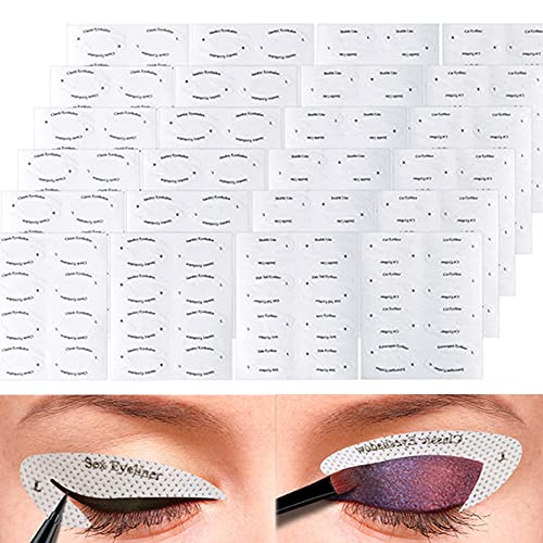 IKOZVI Eyeliner Stencils ,Cat Eyeliner Stencil Molds Pads, Eyeshadow Stamp Pads Stencils Stickers Kit,Cat Winged Eyeliner Tape for Eyes ,Quick Makeup Tool for Beginners,(28 sheets/set, 224pairs)