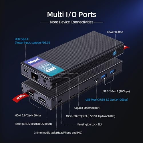Image of MeLE PCG02 Pro Fanless Mini PC Stick N100 8GB 256GB Small Desktop Computer | up to 3.4GHz, Dual HDMI 4K Display, 24 /7 Stability, Auto Power On, Wake on LAN, VESA Mounting, Low Power Consumption