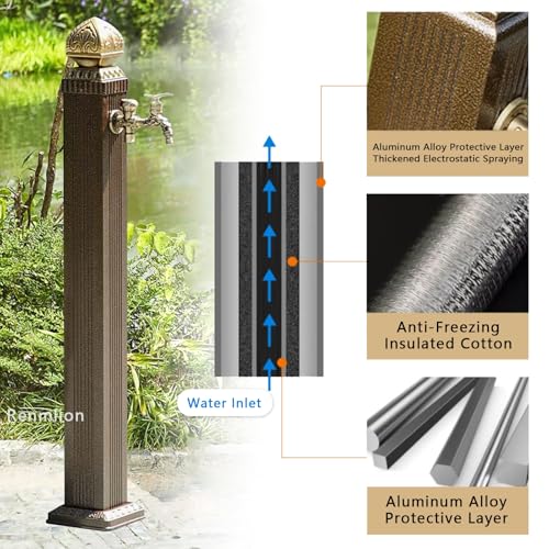 Columna de agua vertical de aluminio para jardín con soporte de manguera 3