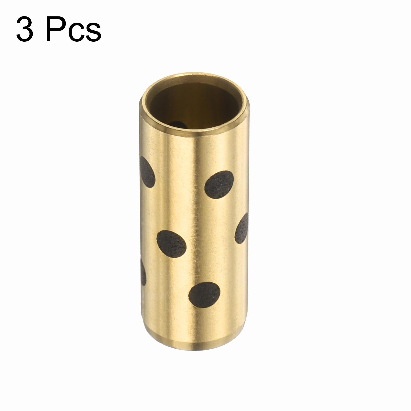 sourcing map Lot de 3 roulements à douille 8 mm alésage x 10 mm de diamètre extérieur x 25 mm de hauteur, bagues enveloppées sans huile en laiton graphite, JDB bagues lubrifiantes en laiton moulé
