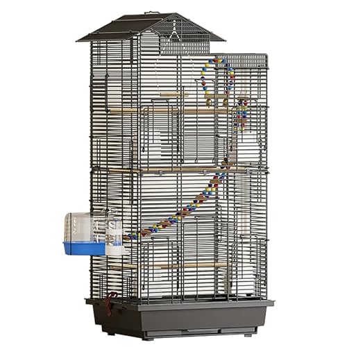 スライドドアと取り外し可能なトレイを備えた広々とした金属製の鳥かご、インコ ケージ, 鳥小屋, インコ、セキセイインコ、カナリア、フィンチ用のオカメインコケージ