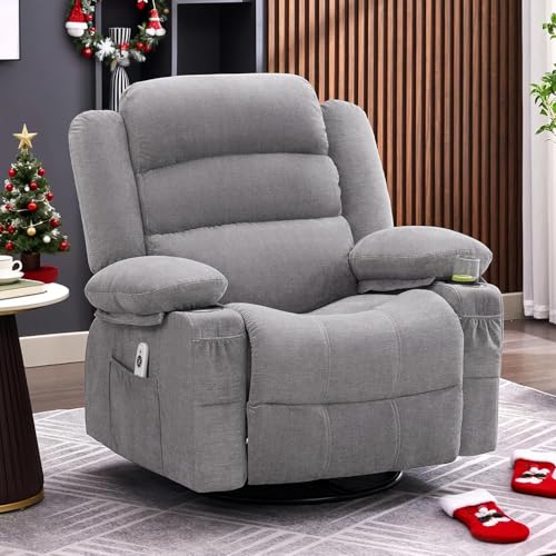 Rocker Recliner Chair with Heat and Massage, 360°...