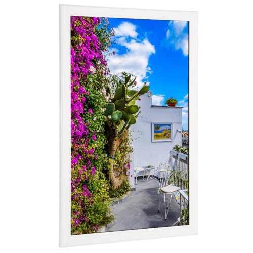 14x17 Wood Frame White, Modern Natural Woodgrain 17x14in Picture Frame, Rustic Wooden 14 x 17 inch Gallery Wall Photo Poster Frame with HD Plexiglass, Horizontal Vertical Wall Mounting Display 1pcs
