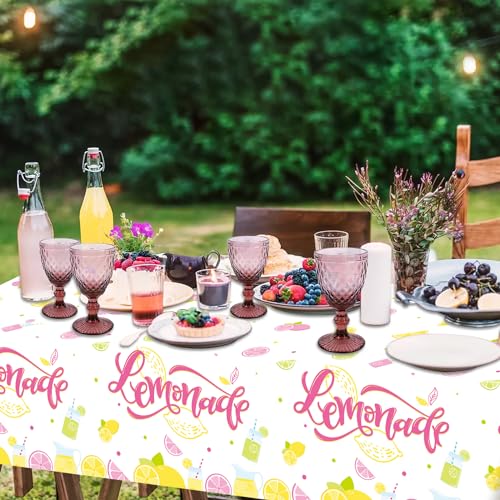 4Pcs Zitrone Party Tischdecke, gelbe Tischdecke Kunststoff, rechteckige Limonade Stand Zubehör für Kinder Geburtstag Baby Dusche Sommer… – Ansicht 4