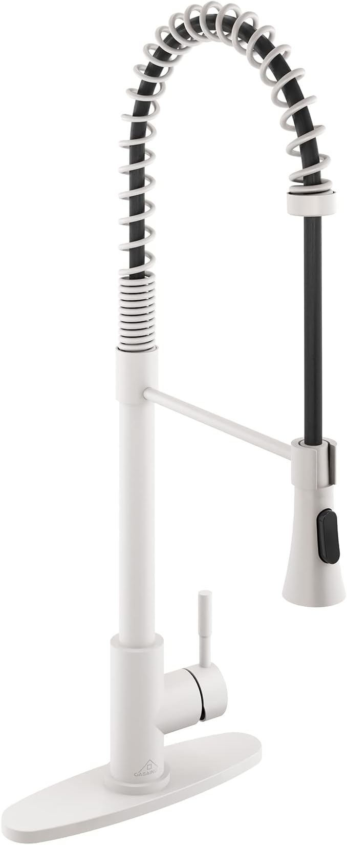 CASAINC Kitchen Faucet Matte White, 1.8 gpm Pull-Out Spring Single Handle Touch on Kitchen Sink Faucet, Lead-Free Copper High Single Handle for Bar Laundry Utility Kitchen Sink