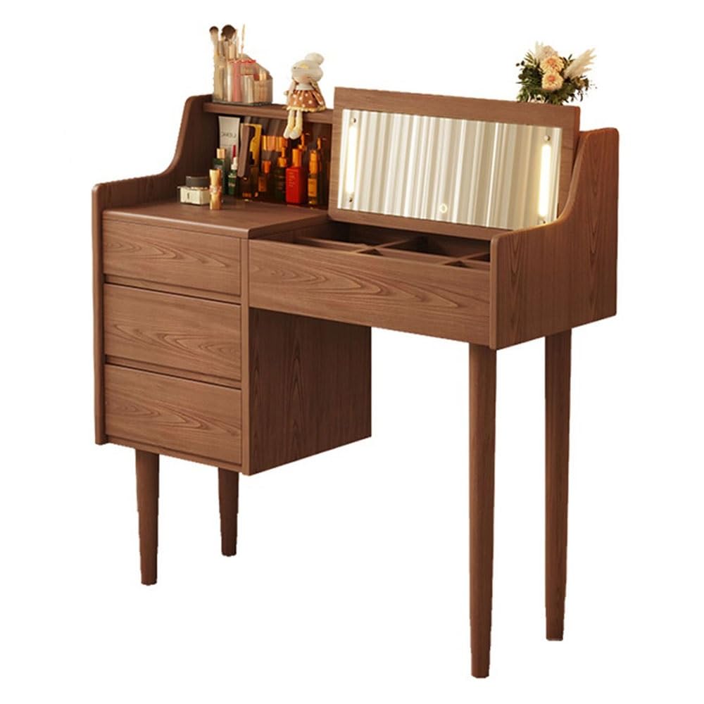 CGCSYZ Vanity Desk Wood Makeup Vanity Desk with Flip Top Mirror and Storage Cabinet, Farmhouse Makeup Vanity Table with Jewelry Storage Drawer for Bedroom Makeup Dressing Table