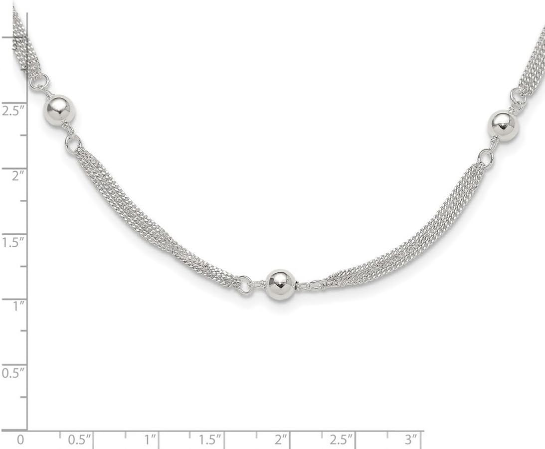 JewelryWeb 5.7mm 925 Sterling Silver Polished Multi-strand Beaded Necklace 18 Inch Strand Necklace for Women
