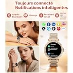 Montre Connectée Femme avec Diamant, 1,32" Écran Smartwatch, Appel Bluetooth/Suivi de la Fréquence Cardiaque et Sommeil, 500+ Cadrans, IP68, 110+ Modes Sportifs, Compatible Android iOS, Or Rose